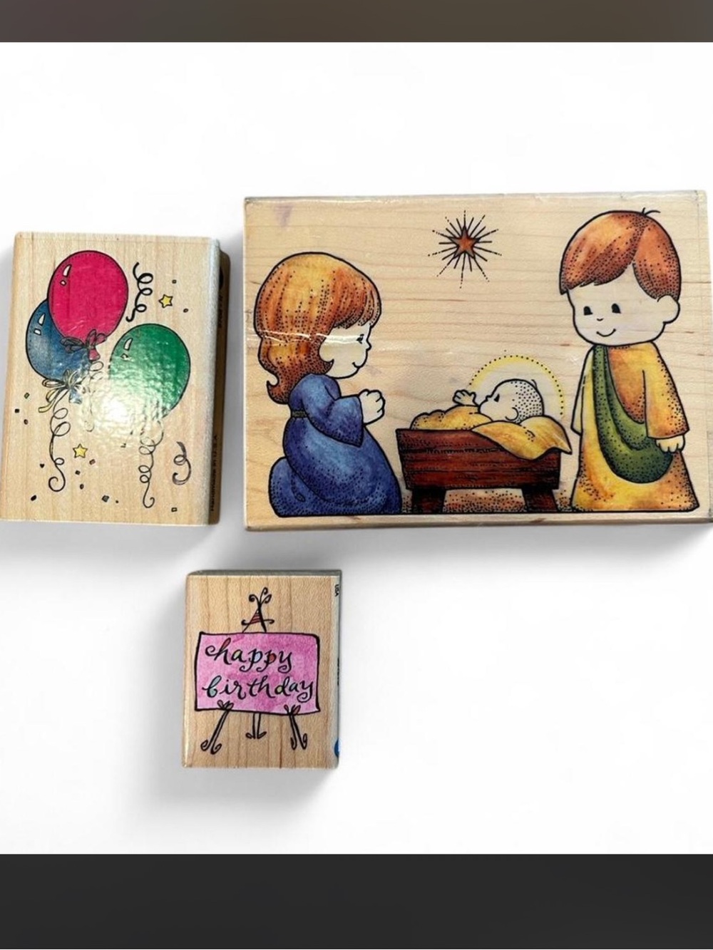 Wooden Nativity and Celebration Stamp Set - Hampton Art